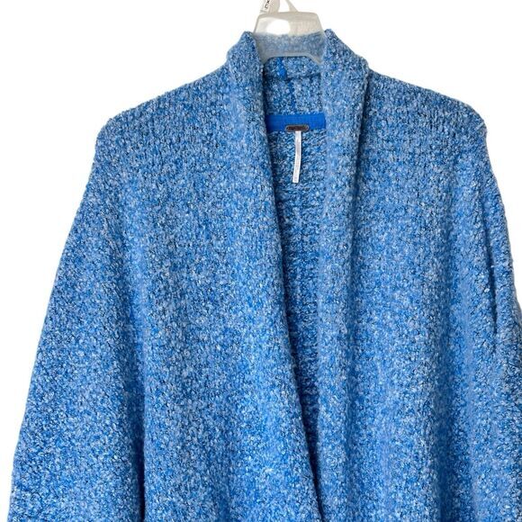 Free‎ People BFF Cardigan XS Boho Wrap Soft Boucle Knit Blue - Picture 8 of 12